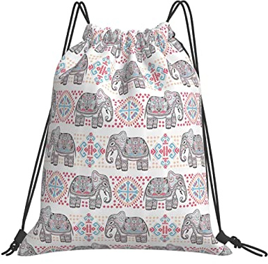 Elefante Animal Con Temática De Safari Asiático Étnico Hombres Mujer Saco De Gimnasio Casual Saco De Deporte Gracioso Gym Sack Para Deporte Viaje Yoga