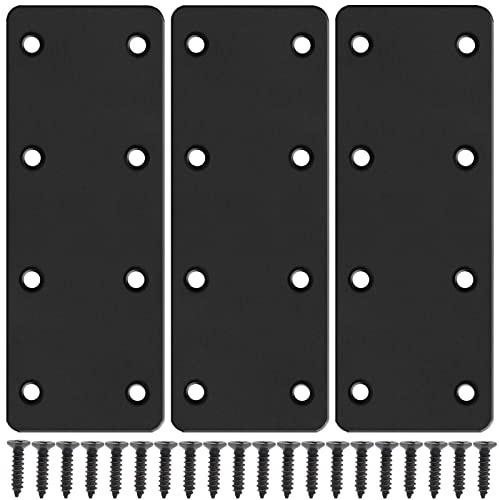 3 conectores planos de madera, conectores de metal, placas perforadas, placa perforada, placa perforada, placas de conexión, conectores de vigas, chapa de conexión para reparación de muebles de madera