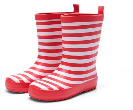 DREAM PAIRS KIDS Stripe Wellies | Waterproof Rubber Build, Stripe Design Style, Rear Pull Tab Independent, Grippy Outsole Safety