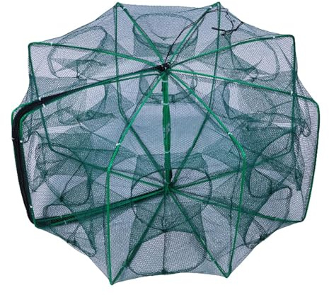 Köderfischreuse, Krebsreuse Flusskrebse, Fisch Reuse, Angelfalle, Krabbenfalle-Minnow-Netz, Fischernetzkäfig, Zusammenklappbarer Netzgusskäfig, Effizientes 8-Loch-Fischreuse-Angelzubehör Für Langusten