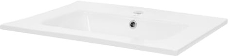 LuxeBath Waschbecken aus Keramik Weiß 610x460x165 mm eckig, Einbauwaschbecken mit Hahnloch und Überlauf, Aufsatzwaschbecken Einbauwaschtisch Waschschale Waschplatz Handwaschbecken, für das Badezimmer