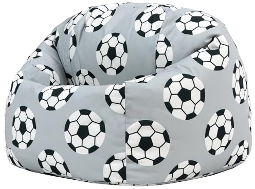 Icon Fußball Sitzsack Kinder, Webstoff, Sitzsack mit Füllung, Bequemer Kinder Sessel, Kuschelsessel, Lese Sessel, Schlafzimmer, Kinderzimmer, Spielzimmer