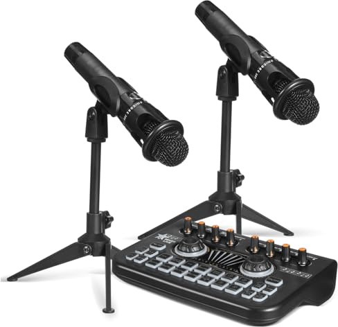 Milisten Mezclador de Audio Profesional para Podcast con Micrófonos Dobles y Tarjeta de Sonido Equipo Versátil para Transmisión Grabación Musical