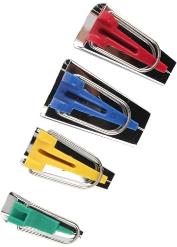 Riuulity Juego de 4 Piezas para Hacer Cinta Al Bies, Herramientas de Trabajo de Parches para Costura Diaria, Dobladillos y Ribetes de Tela, Material de Acero Inoxidable