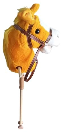 Oshhni Caballo de Peluche para Montar, Resistente, a Mano con Cuerda, Cabeza de Peluche y Ruedas, Caballo de Madera para niños de 3 años o