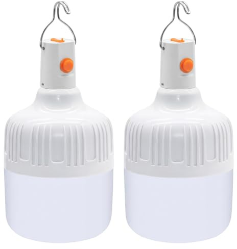 2 Pack Camping Lights, 600 Lumen Hanging Camping Lantern, 3 Lighting Modes LED Camping Lamp, Portable USB Rechargeable Waterproof Tent Light for Outdoor, Emergency, Power Cuts