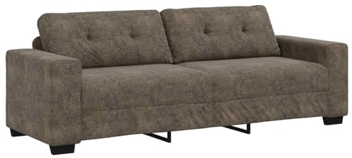 Mhdvray Sofá de 3 plazas Gris Oscuro 221 cm Cuero Sintético Diseño Moderno Sofá Cómodo para Salón Dormitorio Oficina