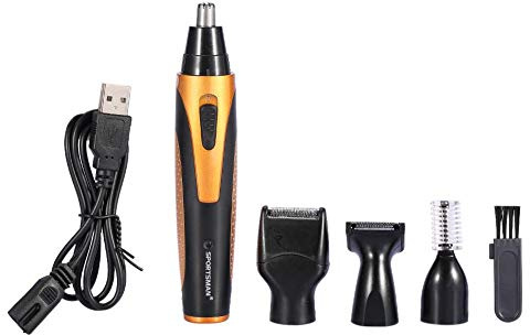 Tondeuse Nez 4 en 1 Rechargeable pour Cheveux, Oreilles et Sourcils Soins de la Personne, USB Tondeuse de Précision avec LED, Rasoir de Précision pour Nez et Visage