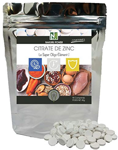 NAKURU | Citrate de Zinc | Gamme Power | Fabriqué en France | Le Super Oligo-Élément! | (90 Comprimés de 500mg / Poids Net: 45g)