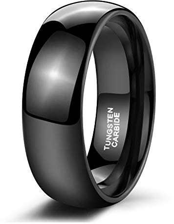 Zakk Anillos para mujer y hombre negro de tungsteno estrecho pulido anillo de compromiso anillos de pareja 2mm 4mm 6mm 8mm (8mm,60 (19.1))
