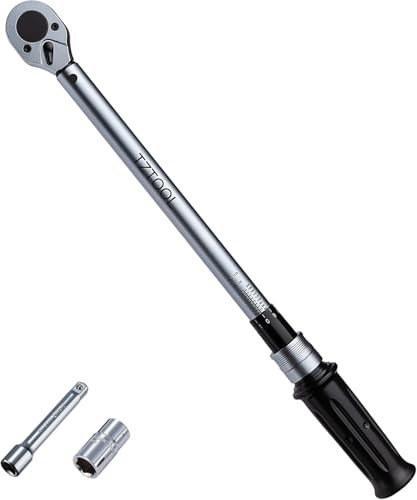TZTOOL Lang Drehmomentschlüssel 1/2 mit 1 Stecknüss Reversibel 17X19mm und Verlängerung. 40-210Nm. 530mm lang