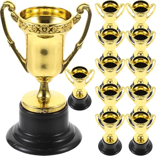 NUOBESTY Mini Trophies, 12pcs Gold Trophy Award Trophy Cup for Kids Plastic Small Trophies for Party Favors, Rewards, Winning Prizes, Competitions