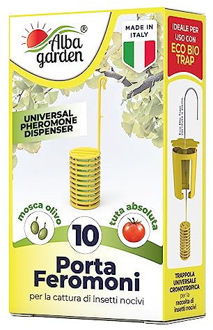 Albagarden - Porta Feromoni Per Trappola Per Insetti Nocivi - Dispenser Universale Per Lotta Biologica E Integrata - Per Orto Giardino E Frutteti - 10 Pezzi