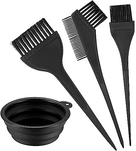 VARHHUXHA 4 Stk Haarfärbepinsel Set, Farbpinsel Haare, Pinsel zum Haare Färben, Haarfarbe Bürste, Haarfärbekamm für DIY Haarfärbemittel Salon Friseur Werkzeug Farb Pinsel Breit, 1x Haarfärbeschale