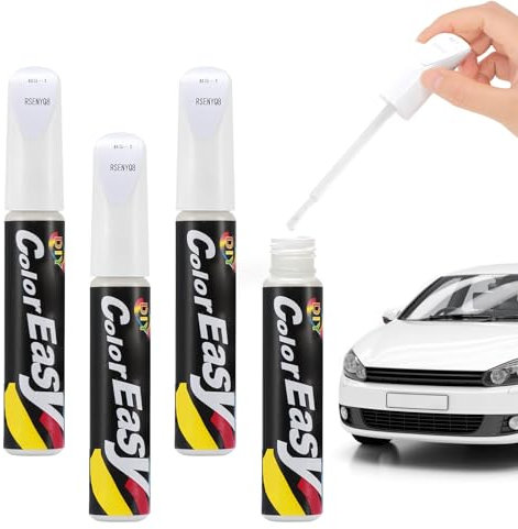 Pardofelis 4 Pezzi Penna Ritocco Carrozzeria, 12ml Pennarello Copri Graffi Auto, Pennarello Ritocco Carrozzeria Vernice Auto, Rimuovi Graffi Auto, Penna per Riparazione Graffi Auto, Bianco
