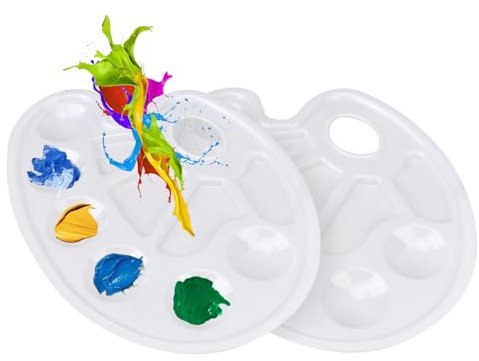 Mischpalette, Mischpalette Acrylfarben 2 Stück,Farbmischpalette,Malzubehör,Malerpalette,Kunst Palette,Mischpalette Mit Griffloch für Maler,Künstler, Klassenzimmer,Büro,Student