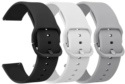 Amzpas 3 Stycken Ersättning Klockarmband Silikon 20 mm 22 mm, Snabbkoppling Ersättningsband Klocka Remmar, Tillbehör För Kvinnor Män, 22mm