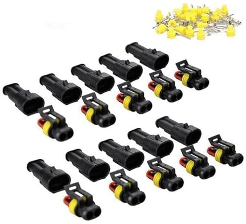 Car Waterproof Electrical Connector, 10 Pcs 2 Pin Car Wire Connector, Electrical Terminal Wire Connector, AMP Nylon 12V 1.5mm Terminal Plug Power Plug For Car, Truck, Boat and Other Wire Connections