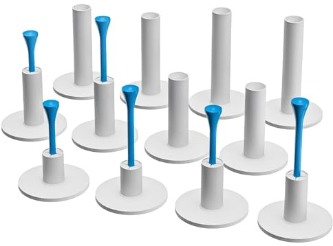 Rubber Golf Tees for Mats, Driving Range Tees - Winter Golf Tees for Practice, Golf Mat Tee for Simulator, Golf Accessories - 2 each of 6 Sizes Rubber Tees & 10 each of 2 Sizes Plastic Tees (32 Pcs)