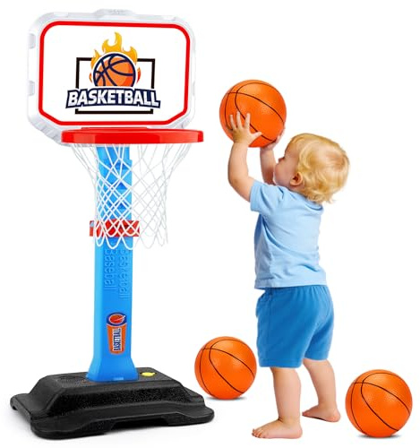 Toddler Basketball Hoop for Kids 1-3, Mini Adjustable Basketball Hoops Indoor with Balls Outdoor Pool Basketball Goal Sports Play Toys for 1 2 3 year old Baby Boys Girls First Birthday Gifts Age 1-2-3