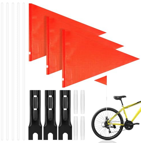Fahrradfahne für Kinder 200CM: PRITOK 3 Stück Orange Fahrradwimpel Kinder, Wimpel Fahrrad Kinder, Fahrradwimpel, Kinderwimpel Passend für Jungen und Mädchen Beim Radfahren