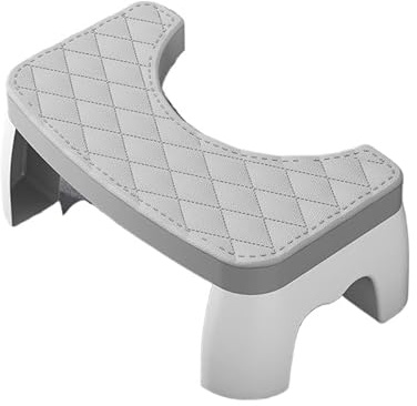 Tabouret de toilette compact en plastique – 17 cm de hauteur pour une meilleure posture des toilettes – Base antidérapante (gris)