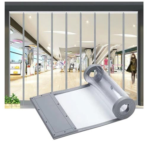 Cortina de Puerta Comercial con Tiras magnéticas, Aislante, de PVC Transparente, para Salas Blancas, talleres, cocinas y sótanos, con Solapas autosellantes Antipolvo (45 x 485 cm/17,72 x 190