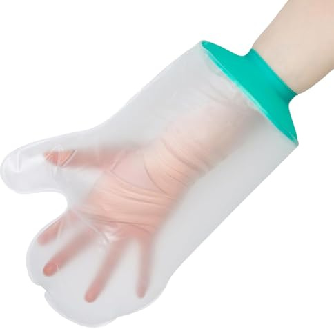 PUGTOW Hand Cast Cover, Waterproof Shower Protector for Hand, Wrist and Finger, Reusable Silicone for Bandages, Dressings, Wound Care Supplies, Adult Standard Size, Clear