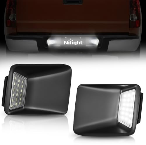 Nilight License Plate Lights Compatible with 2004 2005 2006 2007 2008 2009 2010 2011 2012 Chevy Colorado GMC Canyon with Black housing 6000K White 2PCS Pack