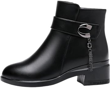 Cocila Botas Con Cremallera Lateral Para Mujer Botines Zapatos Sencillos Damas Casuales Altas Tacon Negro Negros Piel De Vestir Barefoot Hombre Invierno Katiuskas Plataforma Agua 39 Botaa Bajo