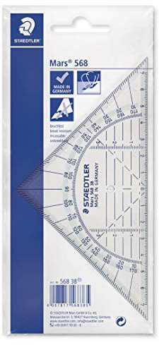 STAEDTLER 568 38 Mars Geometriedreieck, 16 cm, bruchfest, In Hängbaren, bedruckten Polybeutel