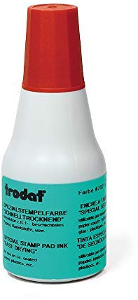 Trodat Stämpelfärg röd för handstämpelkudde, 25 ml innehåll i flaska, dokumentäkta, för påfyllning, snabbtorkande