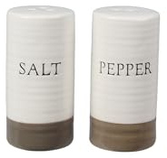 Young's Inc. Farmhouse Ceramic Salt and Pepper Shaker Set - Cute Kitchen Table Accessories and Decor, Small 3-Inch Modern White Rustic Dining Table Decor for Everyday Dining and Gift Giving