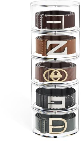 FEMELI Acrylic Belt Storage Organizers For Closet 5-Layer Clear Belt Holder