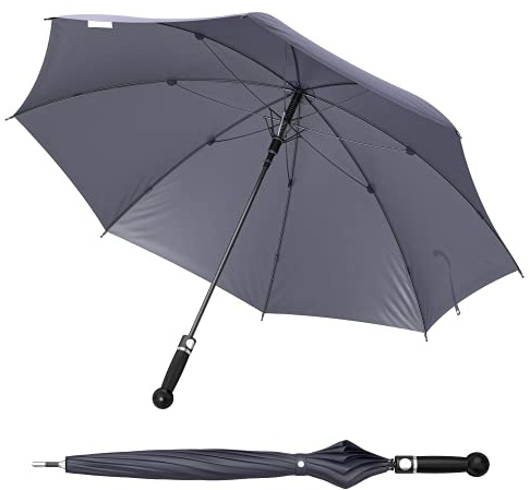 Sicherheitsschirm XXL mit Videokurs | Stabiler Premium-Herrenregenschirm | Knauf Buche schwarz | 103 cm