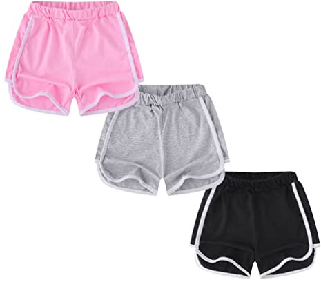 Allmeingeld Lot de 3 shorts dauphins pour filles pour sports actifs Multicolore 3-10 ans, Noir, gris, rose - Lot de 3, 7-8 ans