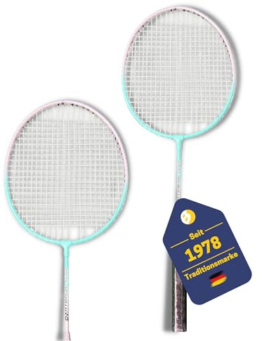 Best Sporting Federball Set I Starter Badminton Set mit 2 Juniorschlägern und 1 Federball in türkis/Silber I Federball Set mit verkürztem Schlägerschaft für viel Spielspaß