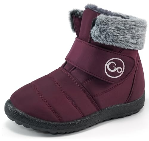 FUDYNMALC Girls Boys Winter Snow Boots - Comfortable Warm Toddler Winter Shoes Waterproof Lightweight Kids Ankle Booties Outdoor Walking