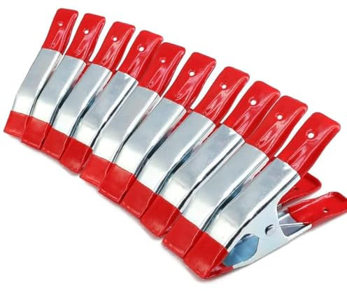 Federzwingen, 10 Stück 6 Zoll Metall Federzwinge, Metallfederklemmen mit Starker Feder und Anti Rutsch Beschichtung, Feder Klemmzwingen für Camping Tarpaulin, Holzbearbeitung, Fotografie, Modellbau