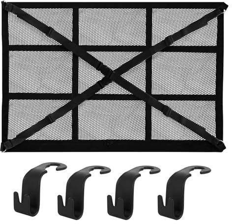 TIANCONGYUN Red de equipaje para coche, red de poliéster para equipaje y autocaravana, con 4 ganchos, red para maletero, red de almacenamiento para accesorios de camping y espacio de almacenamiento