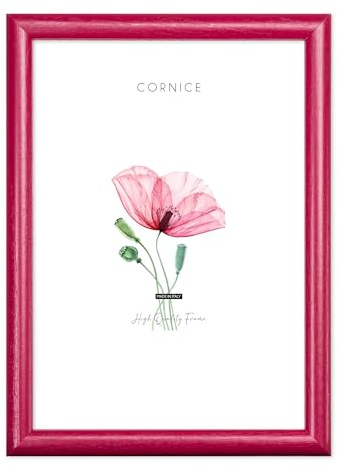 Lupia - Cornice portafoto in Legno da Parete PIATTINA Fucsia, per Foto, Stampe artistiche, Poster, Quadri Moderni A4 21x29,7 cm