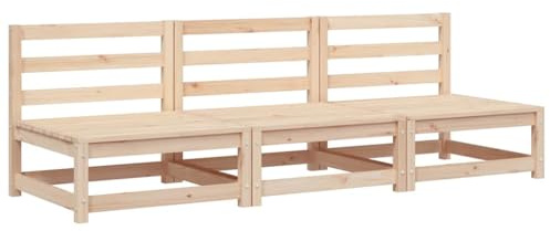 vidaXL Canapés de Jardin sans Accoudoirs 3 pcs, Sièges avec Dossier, Meubles de Terrasse Patio Arrière-Cour Extérieur, Bois de Pin Massif