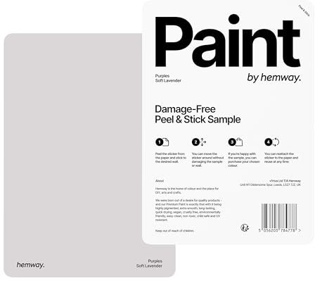 Hemway - Peel & Stick Sample for Our Interior Paint - Soft Lavender Purple | A5 Damage-Free, Accurate Colour Swatch | Test Our Matt Finishes for Interior Decor | Easy to use and eco-friendly