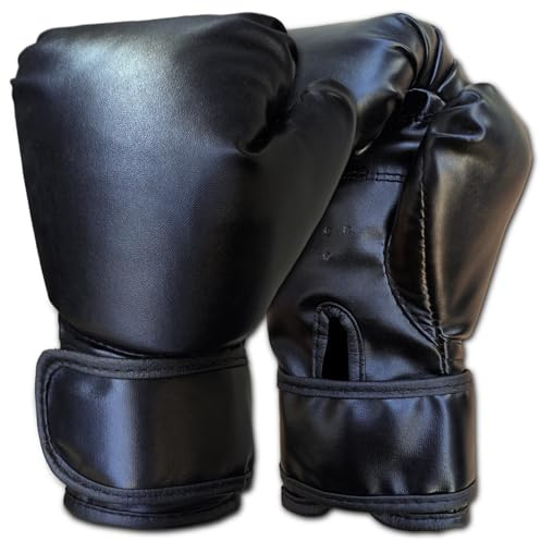 Kids Boxing Gloves,Boxing Gloves for Kids 3-12 Years Boys Girls Boxing Training Gloves for Punching Bag Kickboxing Muay Thai Black - No Pattern