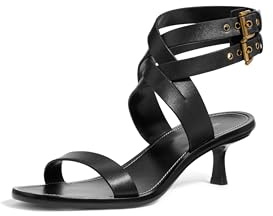 Michael Kors Women's Irene Kitten Heel Sandal, Black, 2.5 UK