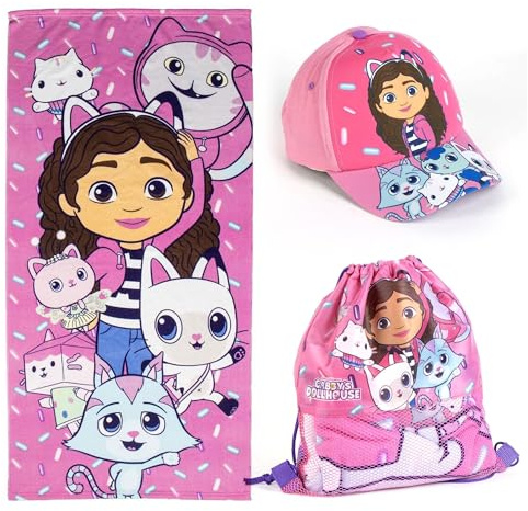 CERDÁ LIFE'S LITTLE MOMENTS Set Saquito GB Summer 2025 Cappellino da Baseball, Toalla Gorra y Bolsa Gabby´S Dollhouse, Taglia Unica Unisex-Adulto