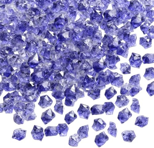 VEOIRXU 500 Pezzi Diamanti Decorativi in Acrilico Trasparente, Gemme Decorative, Cubetti di ghiaccio trasparenti, Pietra di Cristallo Decorative per Tavola, Feste, Vasi, Acquari (5×7mm, Viola)