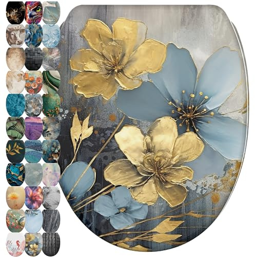 Sanilo WC Sitz mit Absenkautomatik & Schnellverschluss, Toilettendeckel per Knopfdruck abnehmbar, einfache Montage von oben (Tronela)