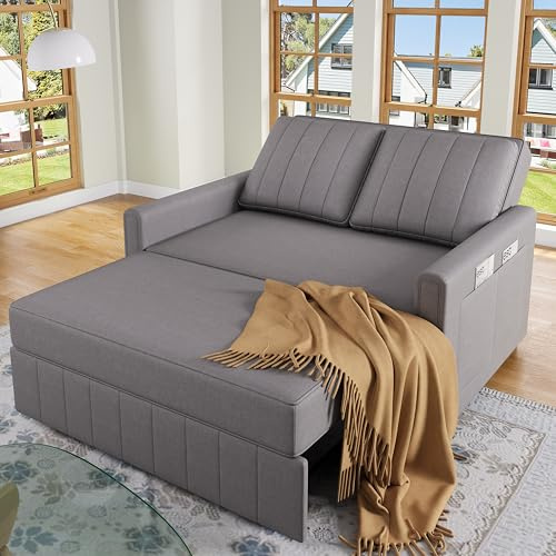 BTM 2 Seater Sofa Bed with Adjustable Backrest, Multifunctional Folding Double Sofa Bed with Sleeping Function, 180x127cm, Dark Grey