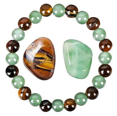 SRIWTDX Riqueza de pulsera de dinero para mujeres, fengshui riqueza y brazalete con suerte con abalor de ojo de cristal y tigre de aventurina verde, atraer riqueza, abundancia y prosperidad,B